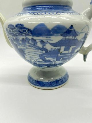 6.  5” Antique 19th Century Chinese Porcelain Blue White Canton Teapot Qing