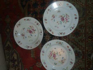 3 Fine Antique Mid 18th C Chinese Famille Rose Porcelain Plates