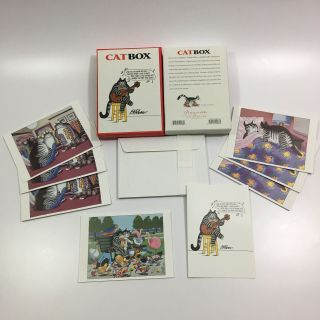 Open Box - 8 Total B Kliban Cat Greeting Cards 4 Different Designs 1999