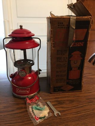 Vintage Coleman 200a195 Red Kerosene Single Mantle Lantern 7/67