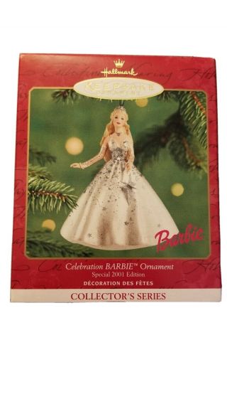 Hallmark Keepsake Christmas Ornament Barbie Celebration 2001 Fashion Doll