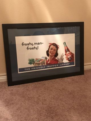 Vintage 1950’s Dr Pepper Advertising Lithograph Sign With Frame