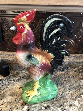 Vintage Japan Hen Chicken Rooster Porcelain Figure Hand - Painted 9” Tall