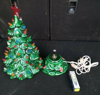 Vintage Holland Christmas Tree 15 " Multi Color Lights Ceramic Mold W/base