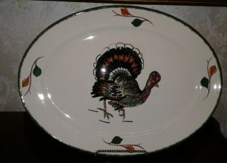 Blue Ridge Hand Painted Large Turkey Platter Vintage