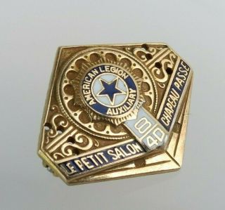 10k Gold Filled American Legion Auxiliary Le Petit Salon Chapeau Passe Pin