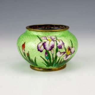 Antique Japanese Meiji Period - Ginbari Foil Cloisonne Oriental Flowers Vase