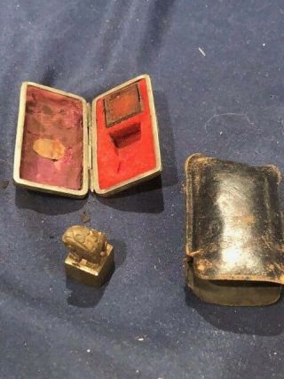 Vintage Chinese Chop Stamp Seal With Caarry Case