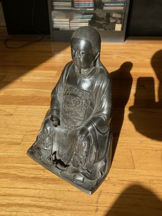 Rare Antique Chinese Copper Bronze Immortal Emperor Buddha Statue Figurine 11”