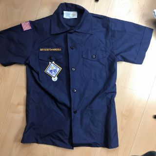 Bsa Boy Scouts Uniform Short Sleeve Shirt Blue Youth Medium Patches Cub Scouts