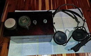 Weis Vintage Crystal Radio Set In Case With Earphones Extra Crystals