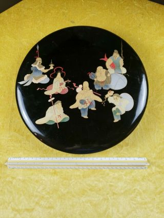 Antique Japanese Lacquerware 7 Piece " Seven Gods Of Luck " Sweet Meat Set Meiji