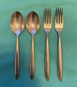 International Sterling Silver Rhythm Set Of 2 Forks And 2 Spoona Vintage