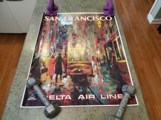 Rare Vintage 1970s Travel Poster San Francisco Delta Air Lines 22x28