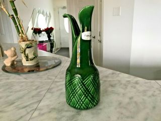 Vintage Haeger Green Glazed Pottery Vase 8h