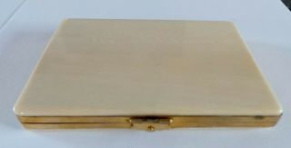 Antique Fine Quality Gold Plated & Cow Bovine Card Case - Fitted Interior