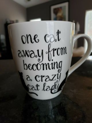 Pfaltzgraff One Cat Away From Becoming A Crazy Cat Lady Coffee Mug Macy’s Exc