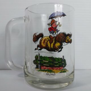 Norman Thelwell Art Glass Mug Equestrian Cartoon Comic