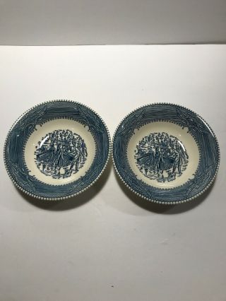 Currier And Ives Cereal/soup Bowls 7 Inch Central Park Winter Ice - Skating Pair