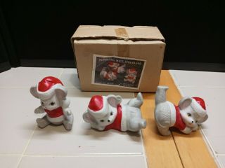 Vintage Christmas Around The World Tumbling Mice Figurines Set Of 3