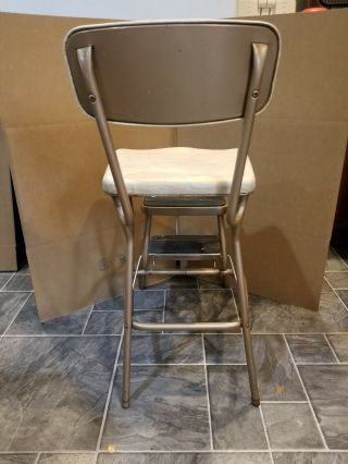 Vintage Mid Century Modern Cosco Kitchen Chair Seat Step Stool Vinyl 2