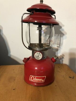 Vintage 1967 Red Coleman 200a Single Mantle Gas Camping Lantern Good