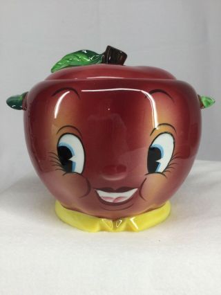 Vtg Japan Py Nc Coronet Anthropomorphic Apple Lidded Cookie Jar Hand Painted