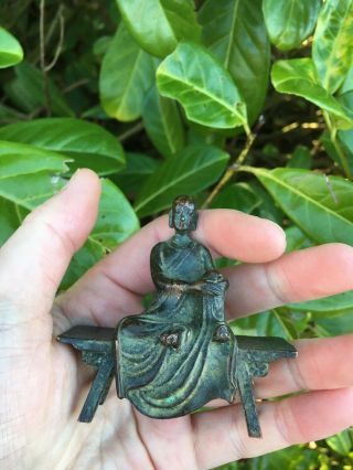 Fine Antique Chinese Bronze Buddha Figure 19th Century Qing Seated Immortal