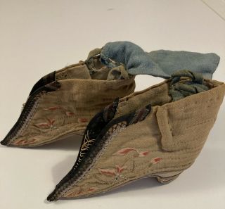 Antique Chinese Embroidered Bound Feet Shoes Slippers