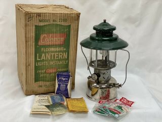 1950 Vintage Coleman Lantern 228d Wide Brim W/box And Accessories