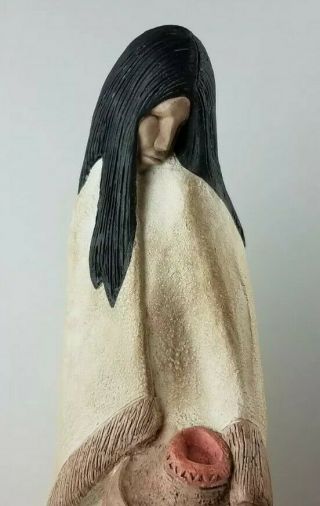 Vintage Acoma Austin Native American Indian Woman Lady Pottery Statue Figure