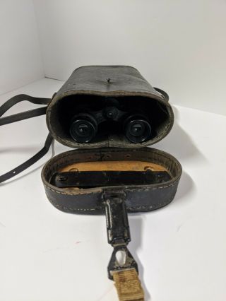Vintage German Wwii Hensoldt - Wetzlar Nacht - Dialyt 7x56 Binoculars W/ Case 27421