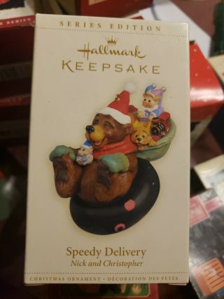 Christmas Ornament Hallmark Keepsake 2006 Speedy Delivery Nick & Christopher Box