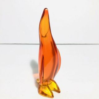 Rare Vintage Mid Century Viking Glass Penguin Figurine Persimmon