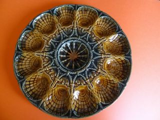 Vintage Large Platter Dish French Oyster Faience Majolica Sarreguemines