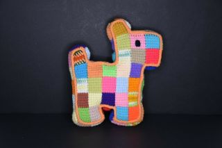 Vintage Crochet Scottie Dog Pillow Toy Scottish Terrier Knit Patchwork