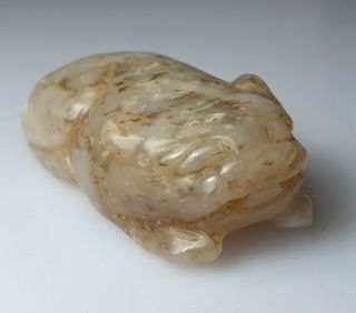 A Lovely Qing Dynasty Jade Carving Of A Recumbent Mythical Beast