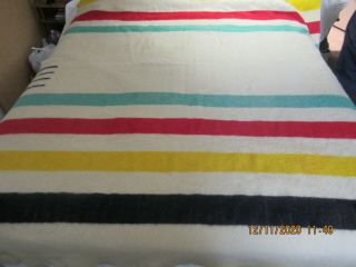 Vintage Hudson Bay 4 Point Stripes Blanket 68x90 " Approx " No Tag "