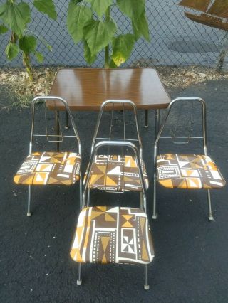 Vintage Aluminum Kids Folding Chairs And Table