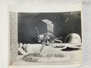 Vtg 1966 Apollo 11 Lunar Module Moon Landing Artist Ted Mathewson Press Photo