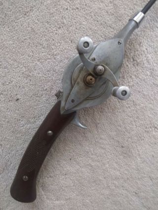 Vintage Hurd Caster Fishing Reel Rod Serial 38005 AC Walnut Pistol Grip 2