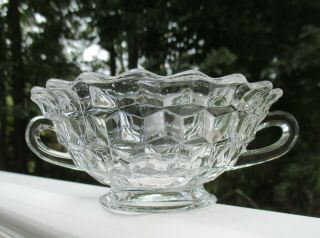 8 Vintage Clear Fostoria American Double Handle Footed Glass Cream Soup Bowl Set