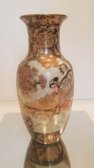 Antique Vintage Japan Satsuma Enamel Hand Painted Vases