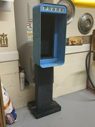 Vintage Outdoor Pay - Phone Booth Box Light Enclosure Metal Payphone With Stand