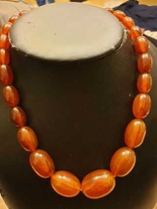 Vintage Baltic Amber Necklace 53 Grams With A Gold Stamp Lock 14k