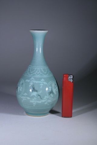 Vintage Korean Celadon Baluster Vase