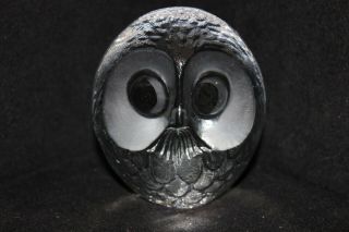 Crystal Owl Figurine Paperweight,  Signed & Numbered,  Cute 3 - 1/4 "