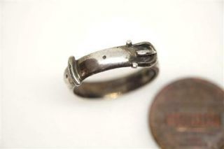 Lovely Antique Victorian English Sterling Silver Buckle Ring C1879
