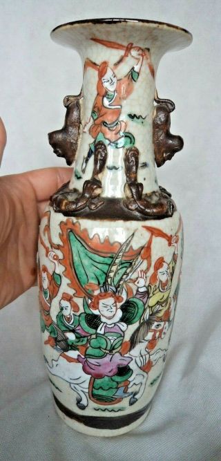 Fine Large Chinese Republic Famille Rose Porcelain Vase Warriors