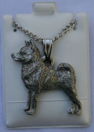 Norwegian Elkhound Dog Harris Fine Pewter Pendant W Chain Necklace Usa Made